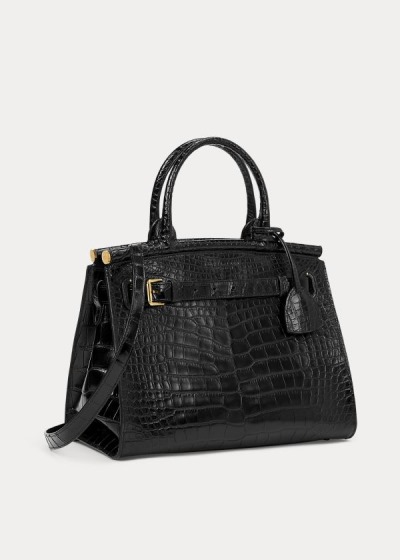 Bolsos De Mano Ralph Lauren Mujer Negros - Alligator Medium RL50 - VIXGY2103